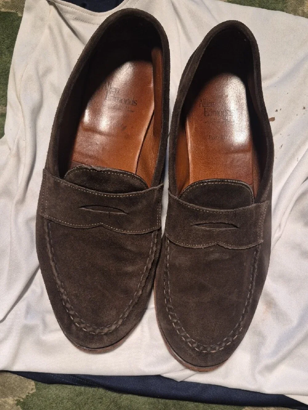 Allen Edmonds Dark Brown Suede Penny Loafers
